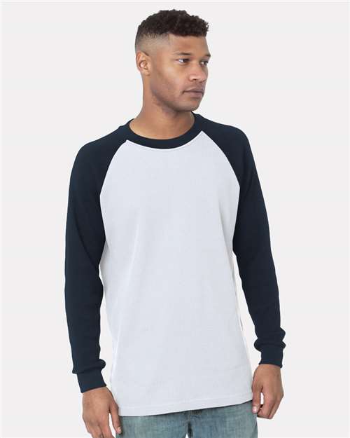 Bayside 8211 Men's USA-Made Heavyweight Waffle Knit Thermal Raglan T-Shirt