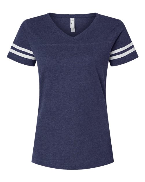LAT 3537 Women's Football V-Neck Fine Jersey Tee