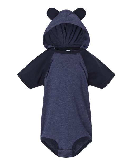 Rabbit Skins 4417 Infant Fine Jersey Short Sleeve Raglan Bodysuit with Hood & Ears