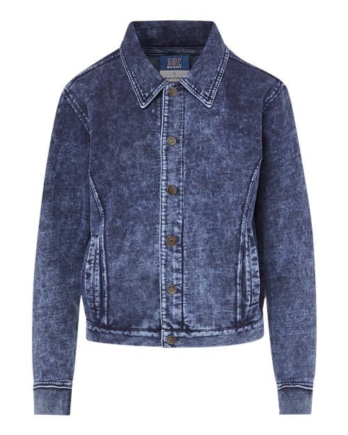 MV Sport W23119 Women's Mila Acid Wash Denim Terry Jacket