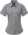Artisan Collection by Reprime RP321 Women's Microcheck Gingham Short Sleeve Cotton Dress Shirt
