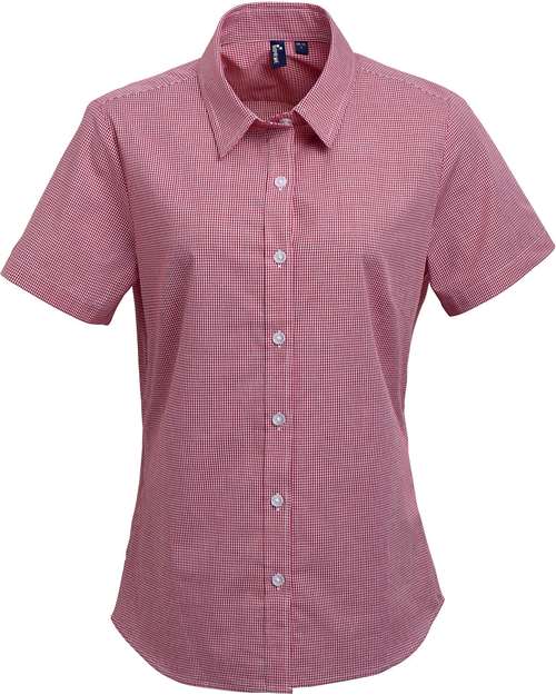 Artisan Collection by Reprime RP321 Women's Microcheck Gingham Short Sleeve Cotton Dress Shirt