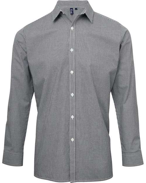 Artisan Collection by Reprime RP220 Men's Microcheck Gingham Long-Sleeve Cotton Shirt