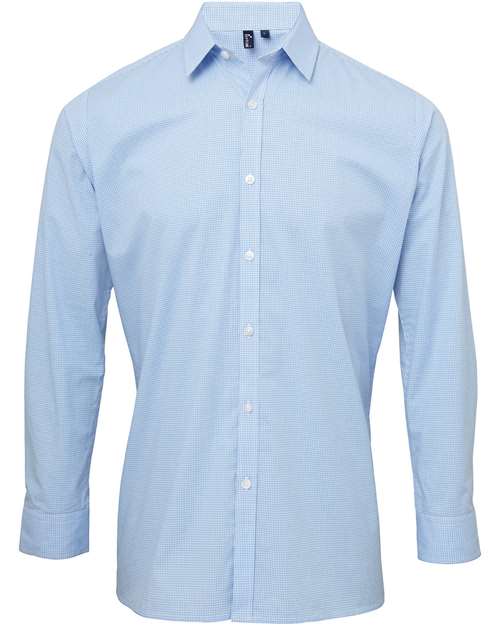 Artisan Collection by Reprime RP220 Men's Microcheck Gingham Long-Sleeve Cotton Shirt