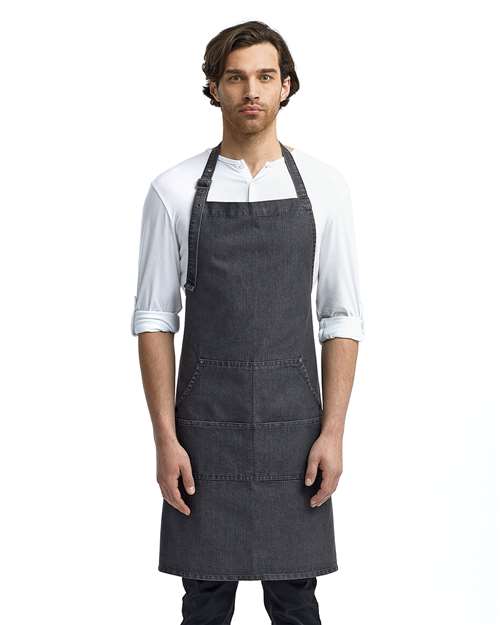 Artisan Collection by Reprime RP126 Jeans Stitch Denim Bib Apron with Pockets