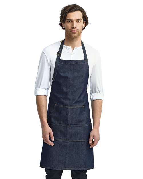 Artisan Collection by Reprime RP126 Jeans Stitch Denim Bib Apron with Pockets