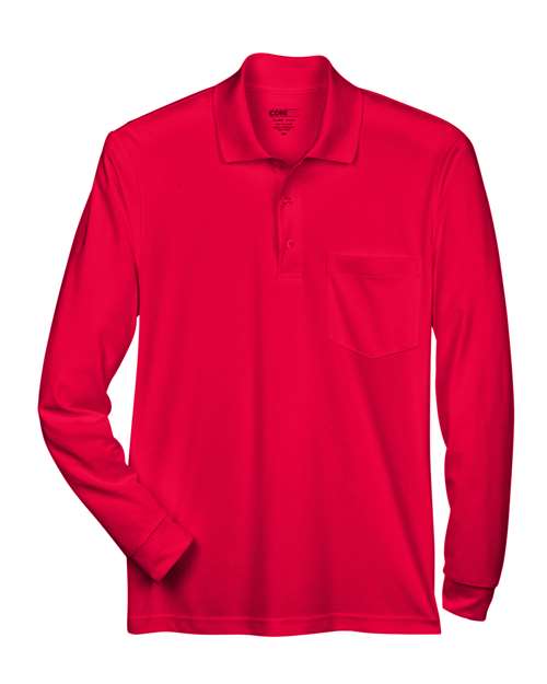 CORE365 88192P Men's Pinnacle Performance Long Sleeve Piqué Polo with Pocket