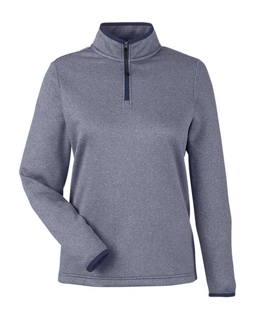 CORE365 CE73W Women's Venture Heathered Stripe Quarter-Zip Pullover