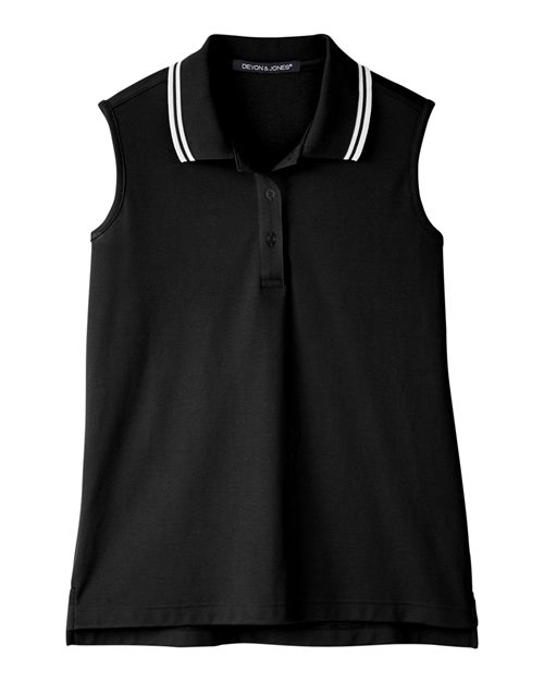 Devon & Jones DG20SW Women's CrownLux Performance® Plaited Tipped Sleeveless Polo
