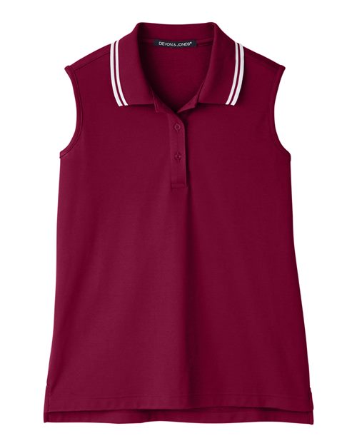 Devon & Jones DG20SW Women's CrownLux Performance® Plaited Tipped Sleeveless Polo