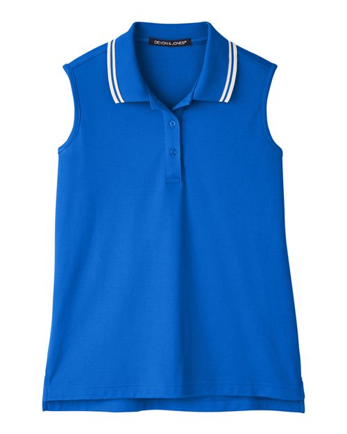 Devon & Jones DG20SW Women's CrownLux Performance® Plaited Tipped Sleeveless Polo