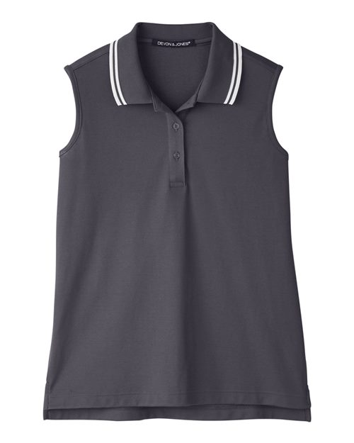 Devon & Jones DG20SW Women's CrownLux Performance® Plaited Tipped Sleeveless Polo