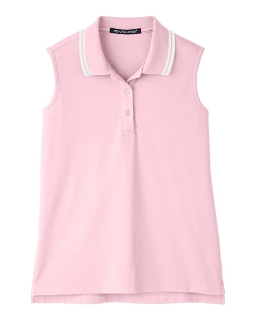 Devon & Jones DG20SW Women's CrownLux Performance® Plaited Tipped Sleeveless Polo