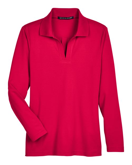 Devon & Jones DG20LW Women's CrownLux Performance® Plaited Long Sleeve Polo