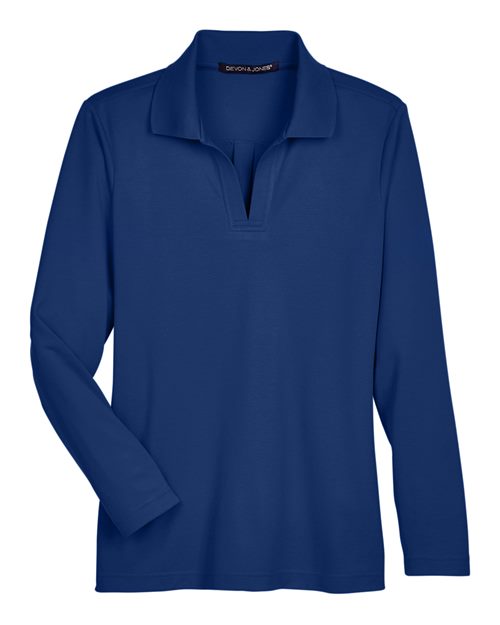 Devon & Jones DG20LW Women's CrownLux Performance® Plaited Long Sleeve Polo
