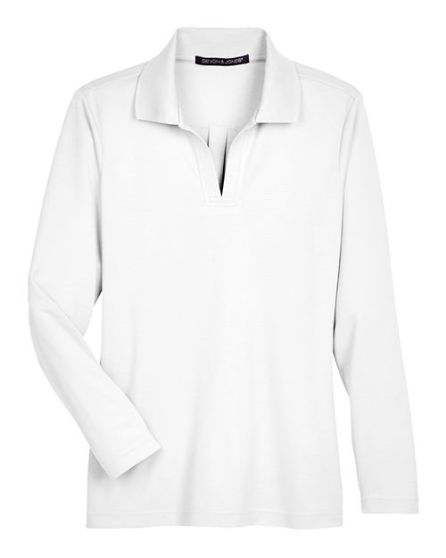 Devon & Jones DG20LW Women's CrownLux Performance® Plaited Long Sleeve Polo