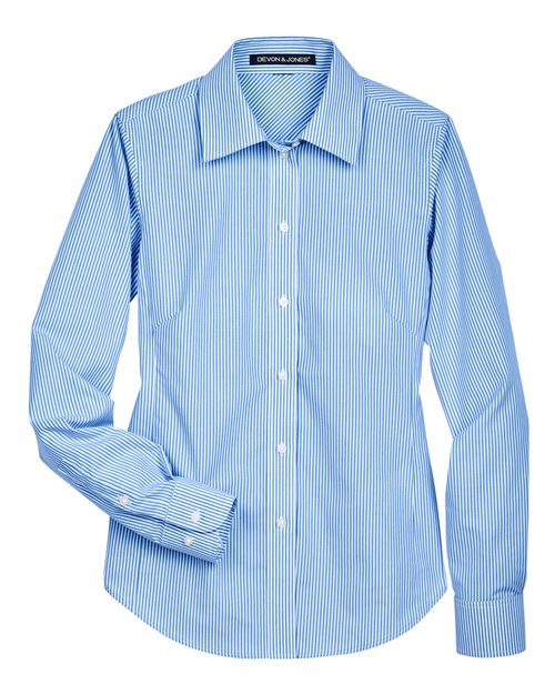 Devon & Jones D645W Women's Crown Collection® Banker Stripe Woven Dress Shirt