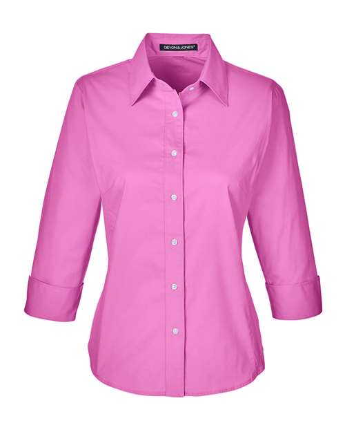 Devon & Jones DP625W Women's Perfect Fit™ Three-Quarter Sleeve Stretch Poplin Dress Shirt