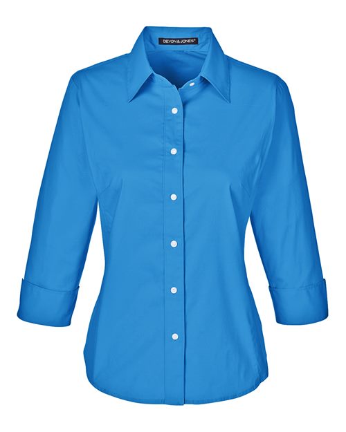 Devon & Jones DP625W Women's Perfect Fit™ Three-Quarter Sleeve Stretch Poplin Dress Shirt