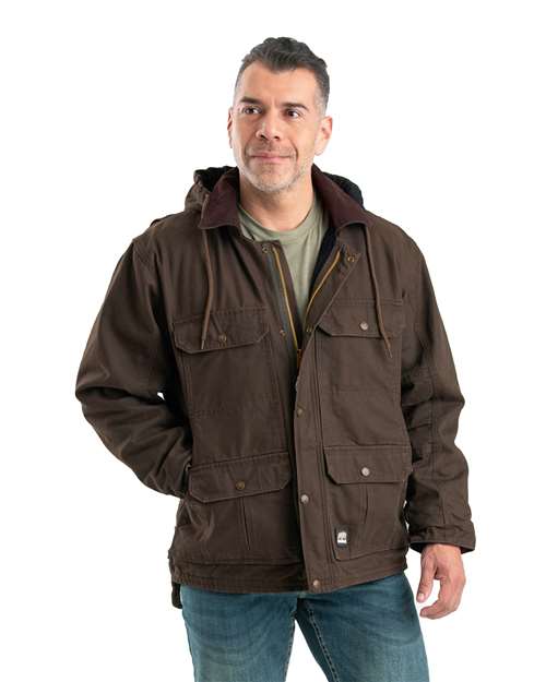 Berne Apparel JC613 Men's Heartland Washed Duck Zip-Off Hooded Coat