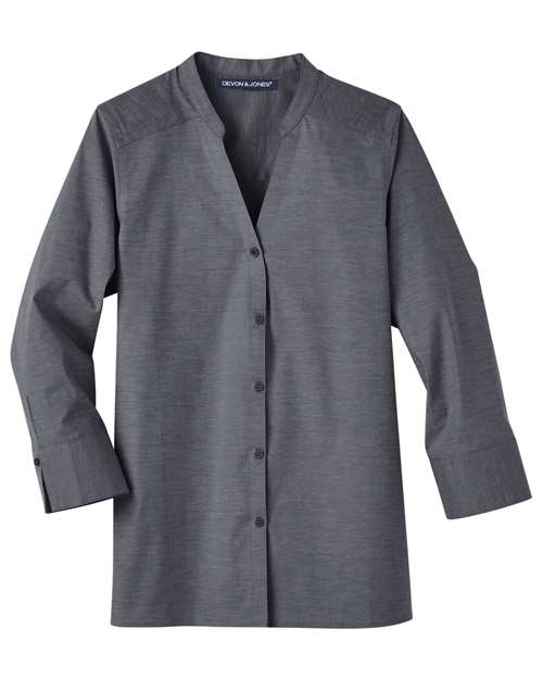Devon & Jones DG562W Women's Crown Collection® Stretch Pinpoint Chambra Three-Quarter Sleeve Shirt