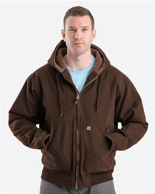 Berne Apparel HJ317 Men's Highland Flex180® Washed Duck Hooded Work Jacket