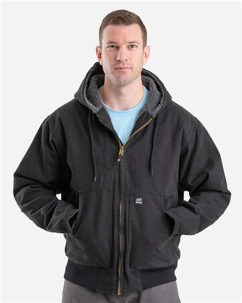 Berne Apparel HJ317 Men's Highland Flex180® Washed Duck Hooded Work Jacket
