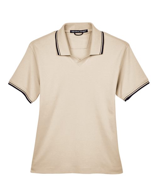 Devon & Jones D140W Women's Tipped Perfect Pima Interlock Polo
