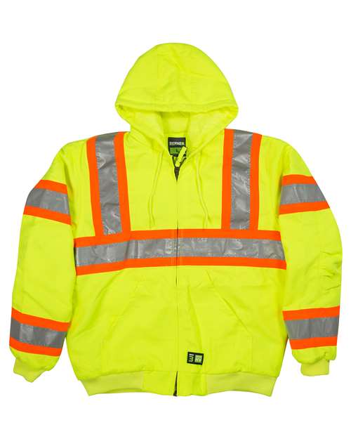 Berne Apparel HVJ571 Men's Hi-Vis Class 3 Hooded Active Jacket