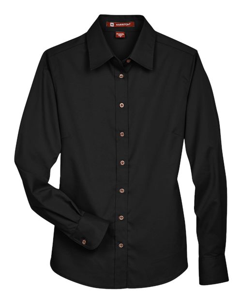 Harriton M500W Women's Easy Blend™ Long Sleeve Twill Dress Shirt with Stain-Release