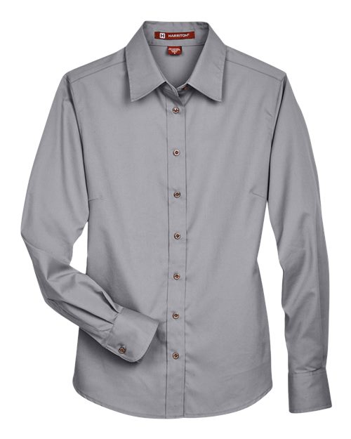 Harriton M500W Women's Easy Blend™ Long Sleeve Twill Dress Shirt with Stain-Release