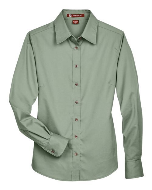 Harriton M500W Women's Easy Blend™ Long Sleeve Twill Dress Shirt with Stain-Release