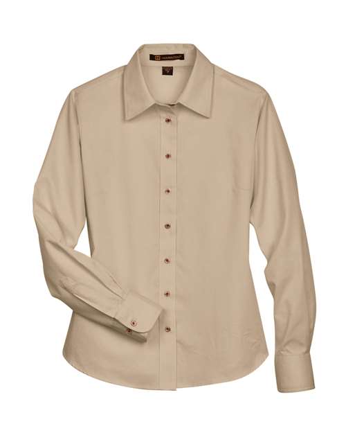 Harriton M500W Women's Easy Blend™ Long Sleeve Twill Dress Shirt with Stain-Release