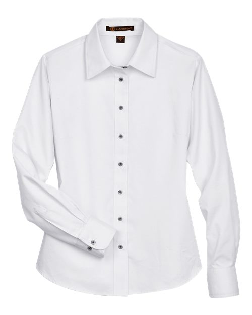 Harriton M500W Women's Easy Blend™ Long Sleeve Twill Dress Shirt with Stain-Release