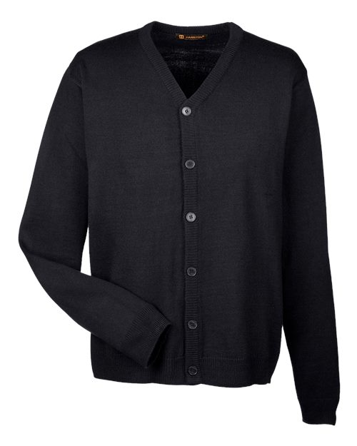 Harriton M425 Men's Pilbloc™ V-Neck Button Cardigan Sweater