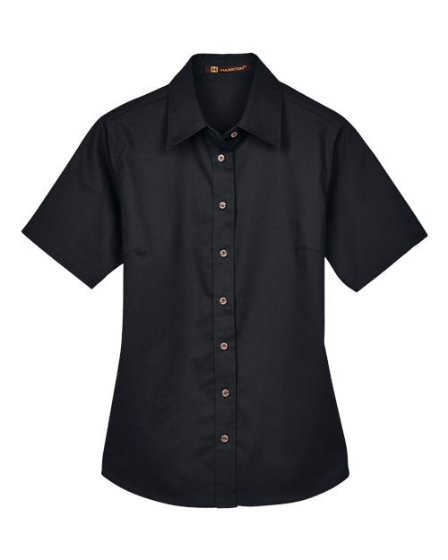 Harriton M500SW Women's Easy Blend™ Short Sleeve Twill Dress Shirt with Stain-Release