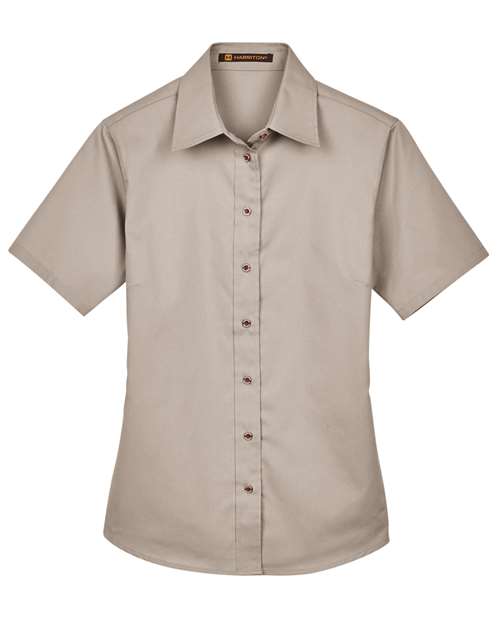 Harriton M500SW Women's Easy Blend™ Short Sleeve Twill Dress Shirt with Stain-Release