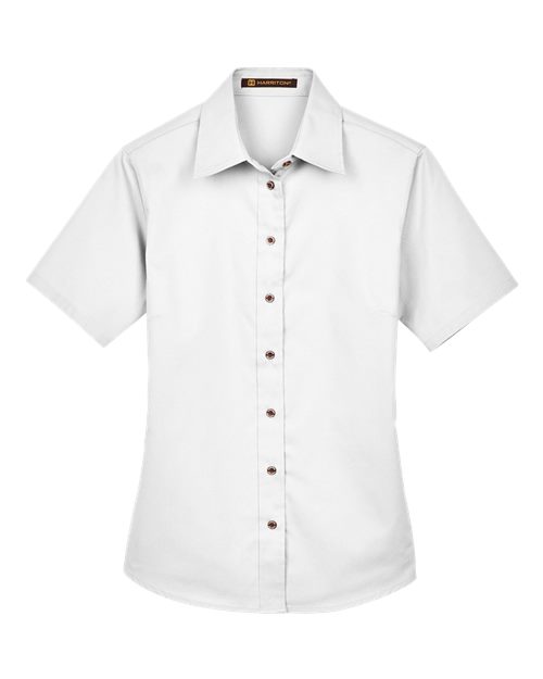 Harriton M500SW Women's Easy Blend™ Short Sleeve Twill Dress Shirt with Stain-Release