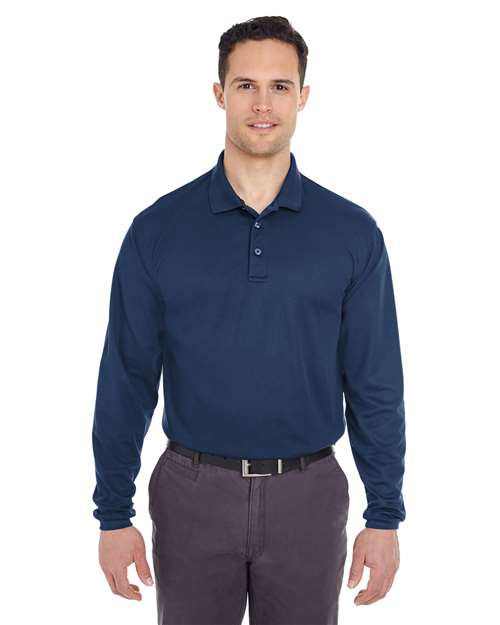 UltraClub 8210LS Men's Cool & Dry Long Sleeve Mesh Piqué Polo