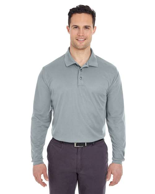 UltraClub 8210LS Men's Cool & Dry Long Sleeve Mesh Piqué Polo