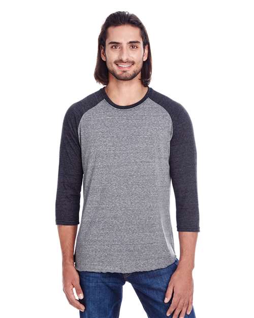 Threadfast Apparel 302G Unisex Triblend Three-Quarter Sleeve Raglan T-Shirt
