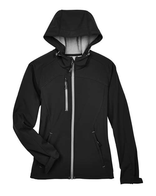 North End 78166 Women's Prospect Two-Layer Fleece Bonded Soft Shell Hooded Jacket