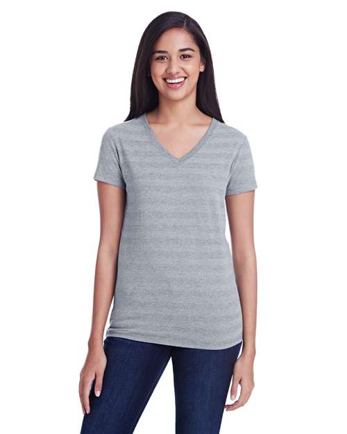 Threadfast Apparel 252RV Women's Invisible Stripe V-Neck T-Shirt