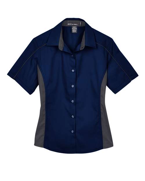 North End 77042 Women's Fuse Colorbloack Twill Short Sleeve Shirt