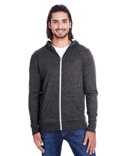 Threadfast Apparel 302Z Unisex Triblend Full-Zip Lightweight Hooded Sweatshirt