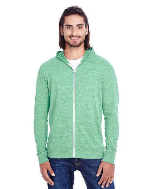 Threadfast Apparel 302Z Unisex Triblend Full-Zip Lightweight Hooded Sweatshirt