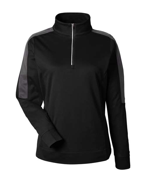 CORE365 CE404W Women's Market Snag Protect Mesh Colorblock Quarter-Zip Pullover