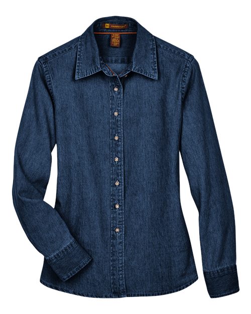 Harriton M550W Women's Long Sleeve Denim Shirt