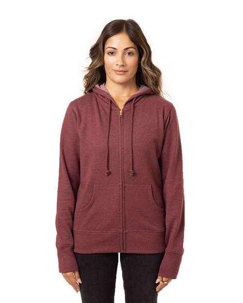 econscious EC4580 Women's Heathered Full-Zip Hooded Sweatshirt