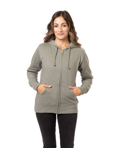 econscious EC4580 Women's Heathered Full-Zip Hooded Sweatshirt